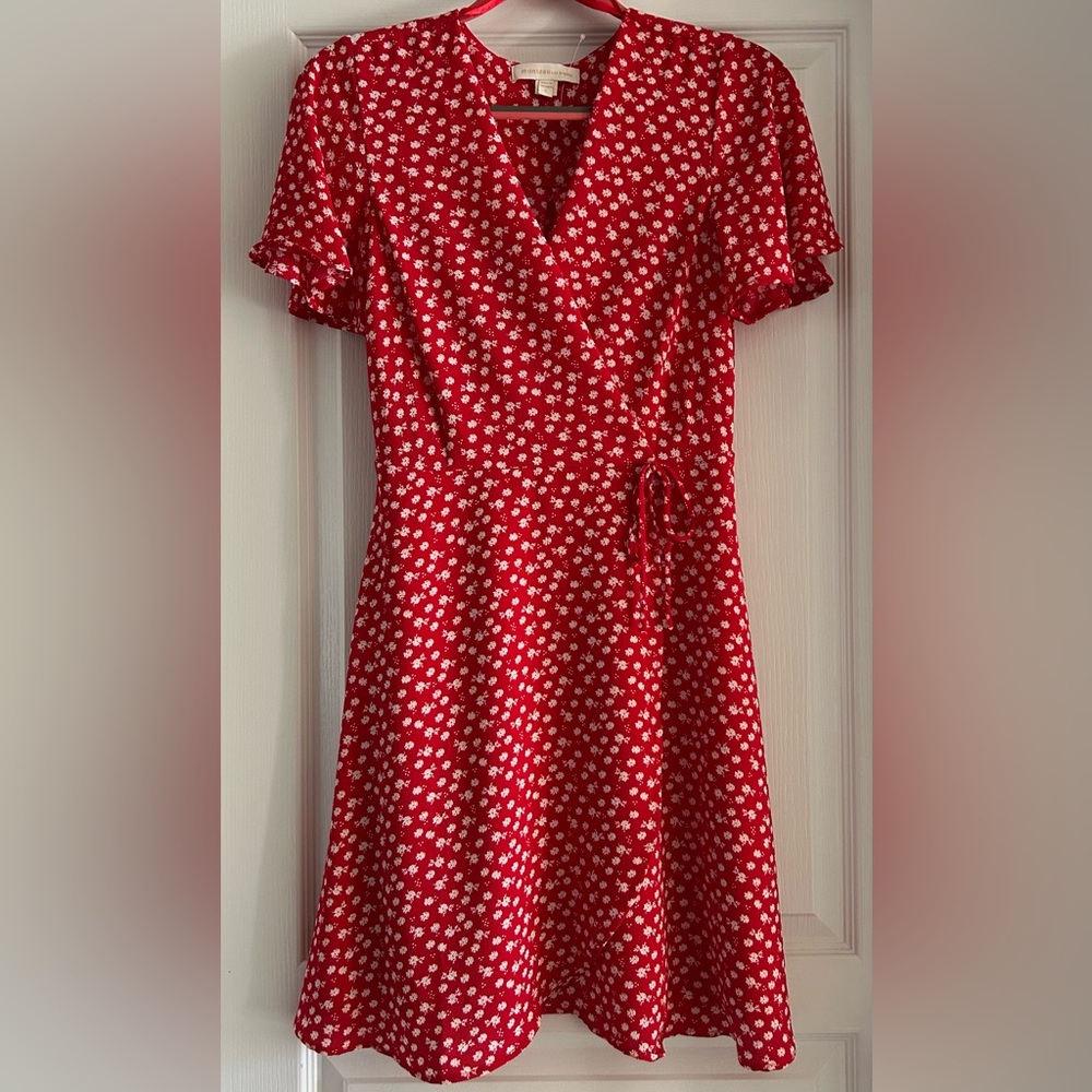 Floral Red Wrap Dress